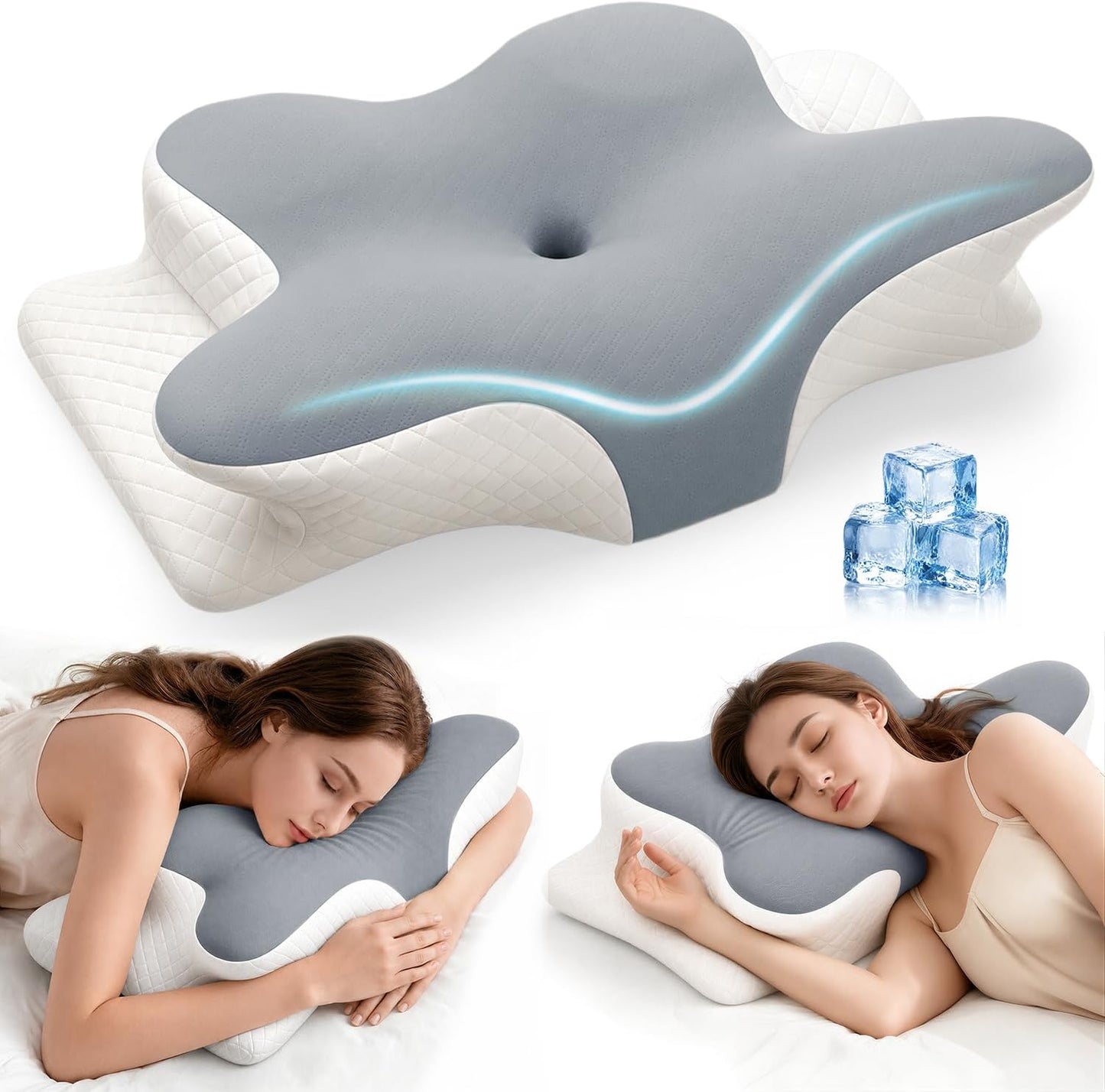 CARTIZMA Memory Foam Contour Pillows - Ergonomic Cervical Neck Support, Cooling, Breathable