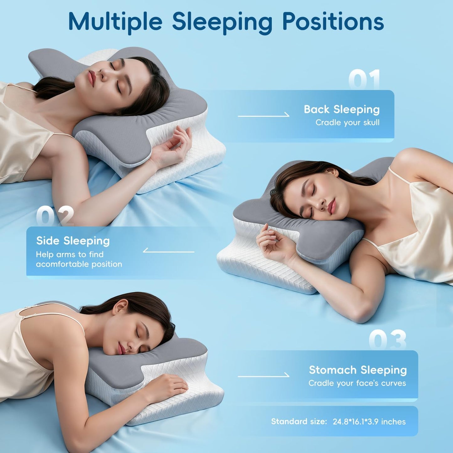 CARTIZMA Memory Foam Contour Pillows - Ergonomic Cervical Neck Support, Cooling, Breathable