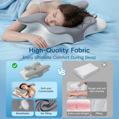 CARTIZMA Memory Foam Contour Pillows - Ergonomic Cervical Neck Support, Cooling, Breathable