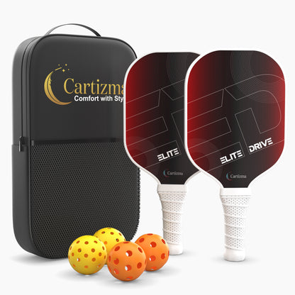 CARTIZMA Pickleball Paddlese Elite Drive Carbon Fiber Graphite Core Ergonomic Design 2 Pack