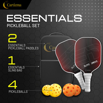 CARTIZMA Pickleball Paddlese Elite Drive Carbon Fiber Graphite Core Ergonomic Design 2 Pack